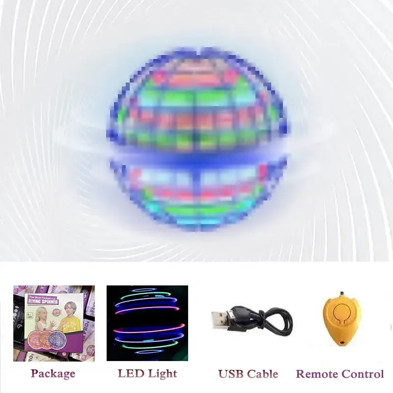 Magic Flying Spinner Boomerang Ball 360 Degree Rotating Hover with Led Mini Drones UFO Ball Flying Ball Sphere Toy Flying Orb