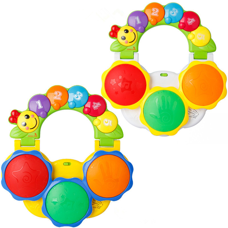 Baby Musical piano Toy Hand drum Music 2 in 1 children colorful flash early education toys