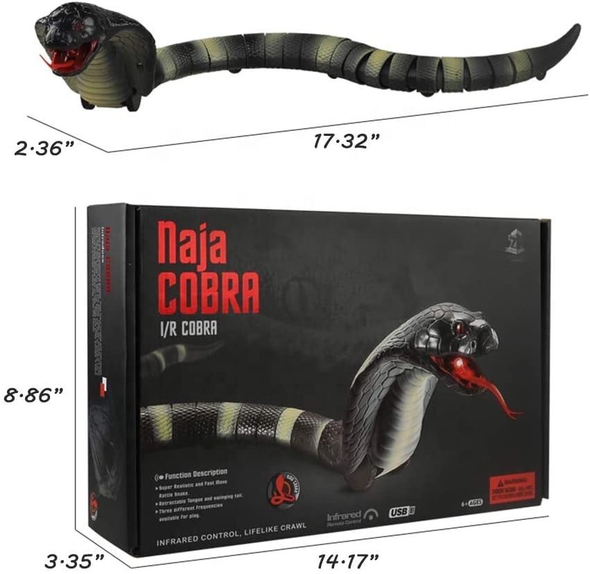 Remote Control Snake Toy RC Realistic Cobra Trick Prank Electric Controlled Snake for Cat Pet Kid's Adult's Funny Birthday Gift