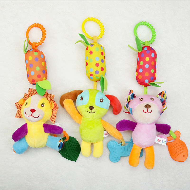 Hanging Rattle Clip On Car Seat and Baby Stroller for Infants Sensory Plush Animal Toys for Newborn Baby Girls and Boys Washable