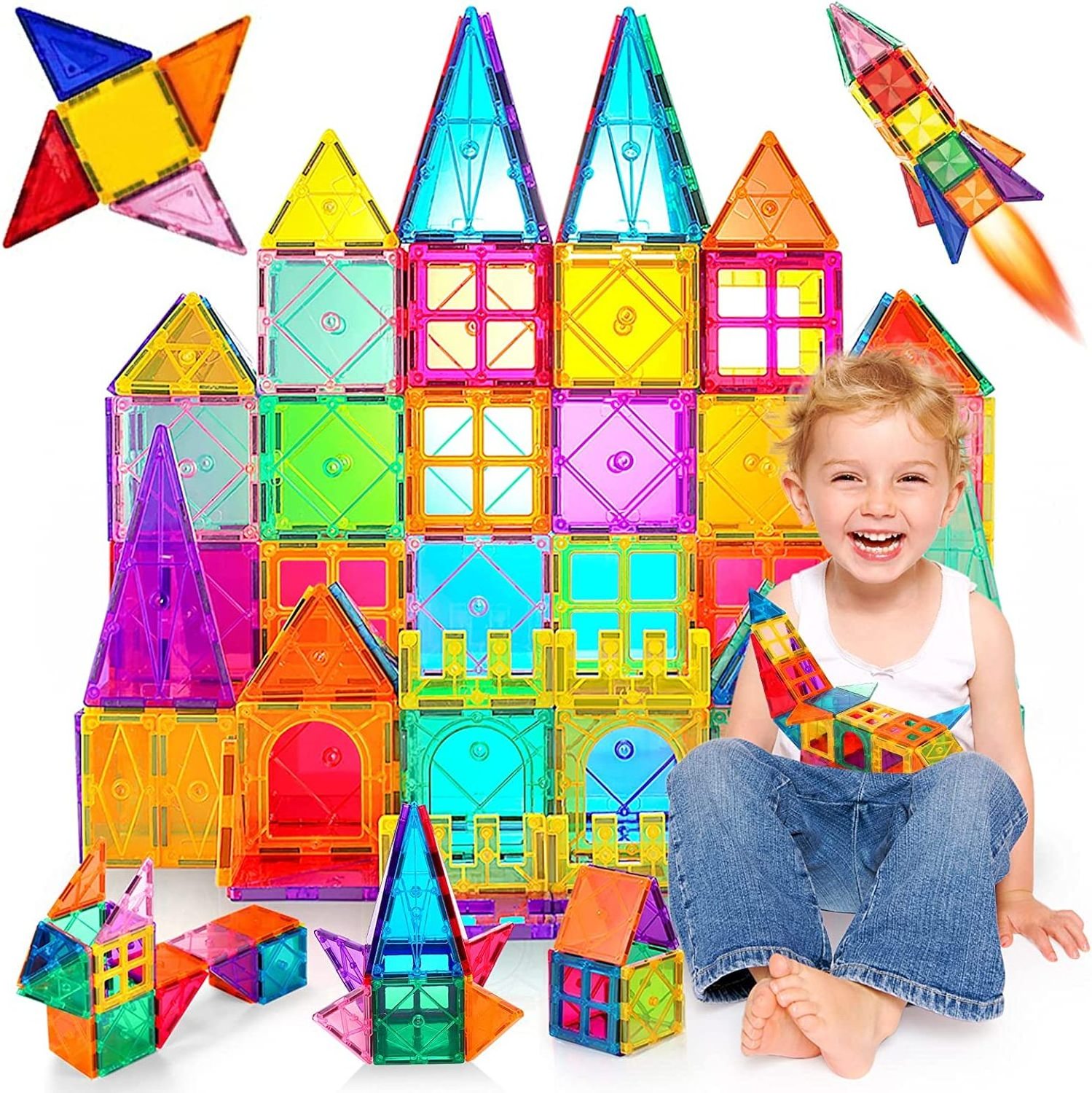 High Quality 80pcs Magnetic Building Blocks Preschool Magnetic Tiles Plastic Magnet Toys