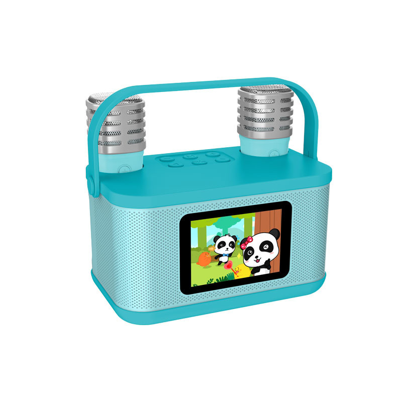 Kids Karaoke Machine Portable Speaker Mini Karaoke Microphone with 2 Wireless Mic and Large Screen for Home Class Party