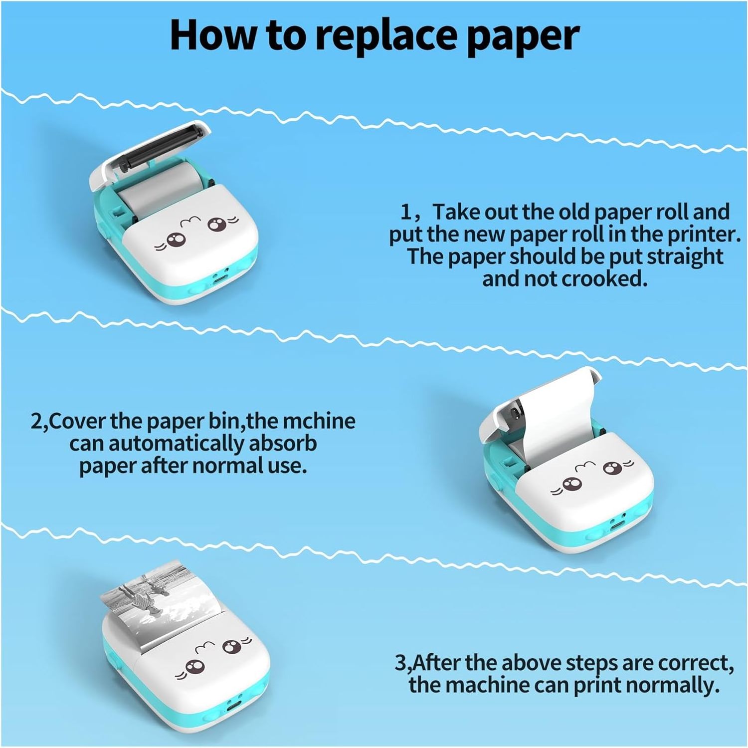 Inkless Label Printer Portable Mini Thermal Printer with 200DPI High Hesolution Bluetooth Label Printer