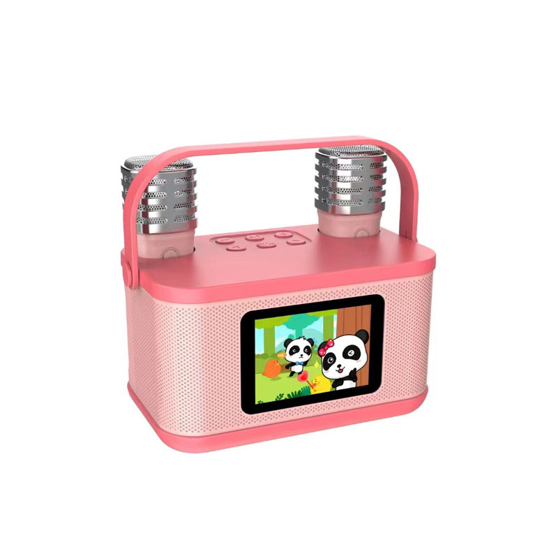 Kids Karaoke Machine Portable Speaker Mini Karaoke Microphone with 2 Wireless Mic and Large Screen for Home Class Party