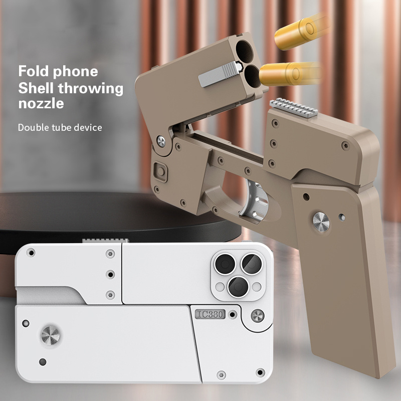 Folding Mobile Phone Soft Ammo Gun with Launching Spray and Throwing Shell Children's and Boys' Simulated Pistol Toy stun gun