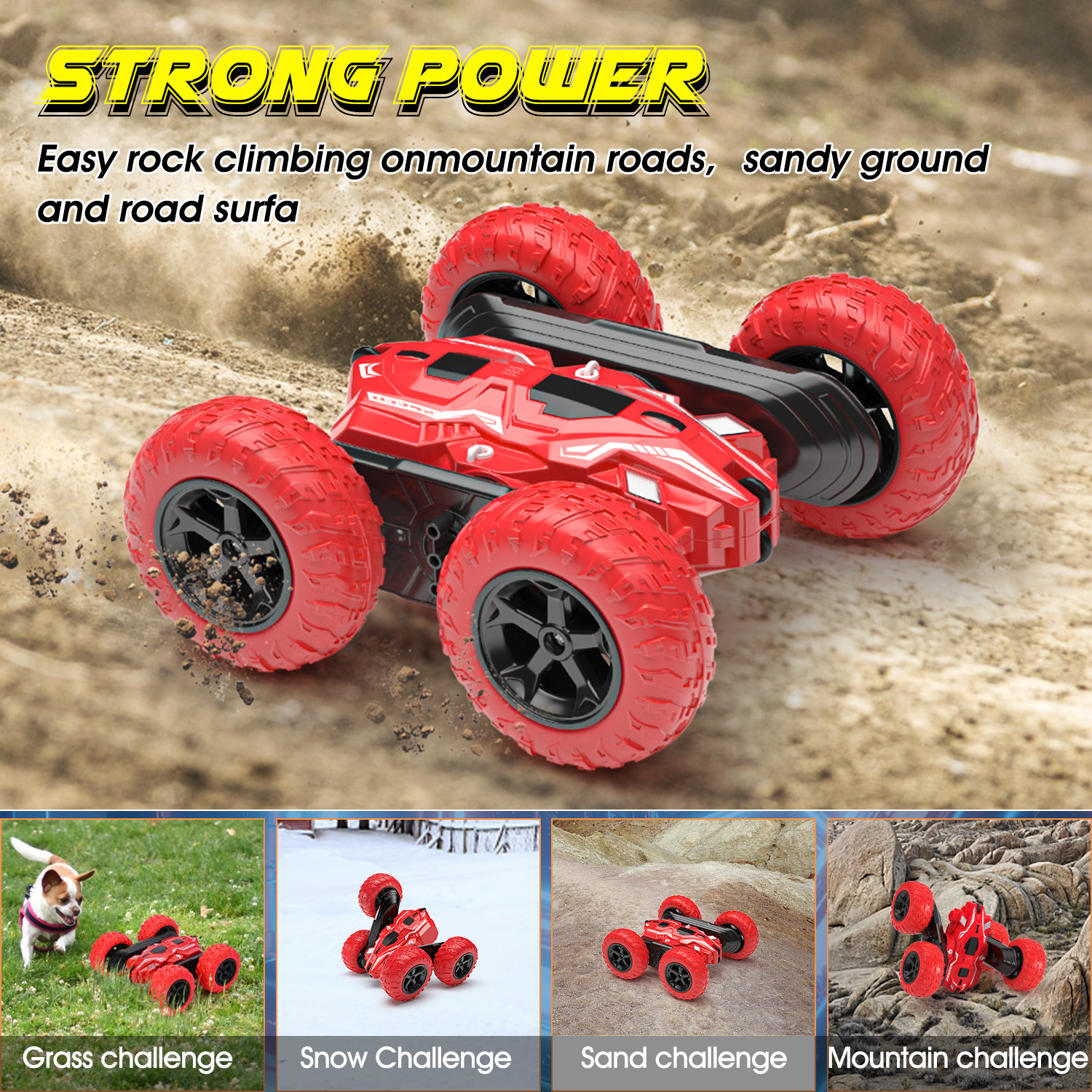 Remote Control Car Double Sided 360 Rotating 4WD RC Cars with Headlights 2.4GHz Electric Rechargeable Race Stunt Toy Car