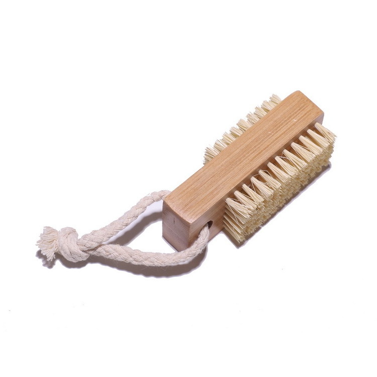 Wholesale Natural Schima Wooden Double Sided Cleaning Brush Washing Hand Boar Hard Bristle Nail Brush Or Foot Brush