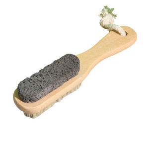 Feet Brush Foot Cleaner With Pumice Stone Wooden Massage Dry Skin Nature Bristle Scrubber Body Shower Back Lash Bath Brushes