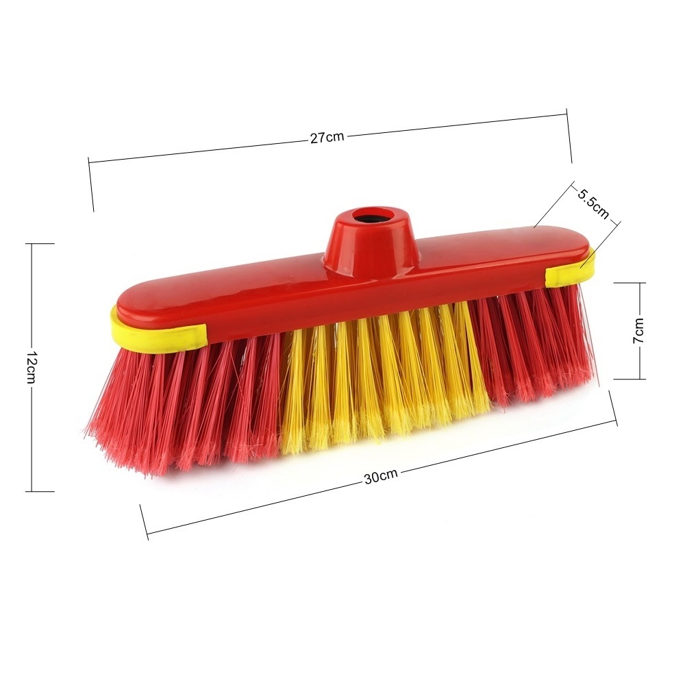 New Design Indoor Plastic Material Push Sweeper Broom Home House Cleaning Broom Brush With Feathered Bristles Floor Broomstick