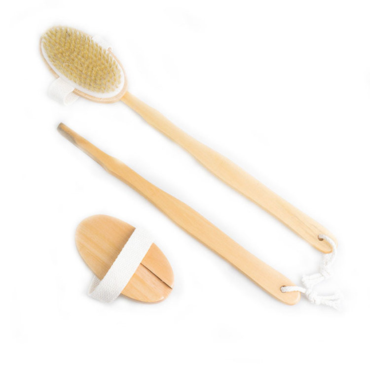 Long Removable Handle Wooden Cactus Massage Dry Skin Nature Bristle Scrubber Body Lash Tiny Shower Brushes Sisal Oval Bath Brush