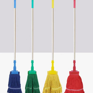 Wholesale four-color cotton mop Hospital Hotel removable floor waxing mop stainless steel rod tiger clamp wax mop