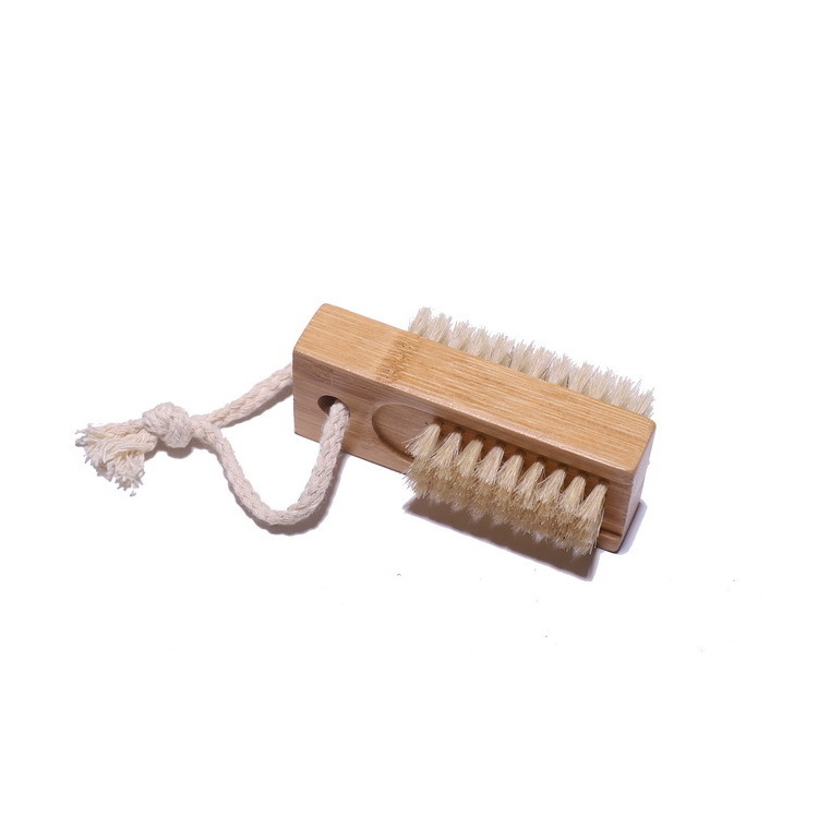 Wholesale Natural Schima Wooden Double Sided Cleaning Brush Washing Hand Boar Hard Bristle Nail Brush Or Foot Brush