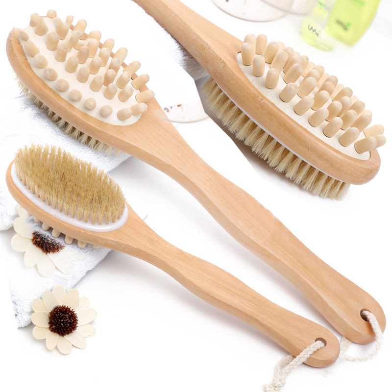 Long Removable Handle Wooden Cactus Massage Dry Skin Nature Bristle Scrubber Body Lash Tiny Shower Brushes Sisal Oval Bath Brush