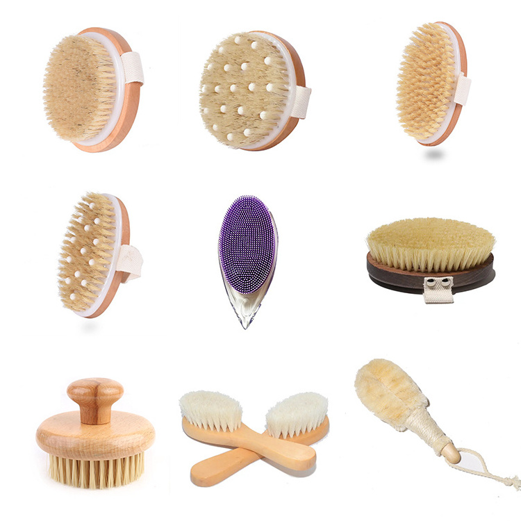 Long Removable Handle Wooden Cactus Massage Dry Skin Nature Bristle Scrubber Body Lash Tiny Shower Brushes Sisal Oval Bath Brush