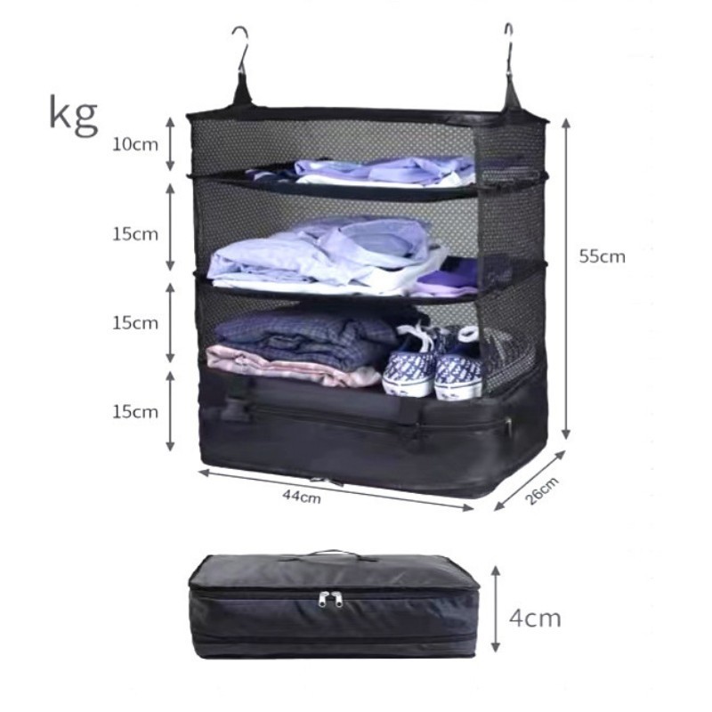 Travel Luggage Organizer Portable Hanging Travel  Shelves Bag foldable travel bag