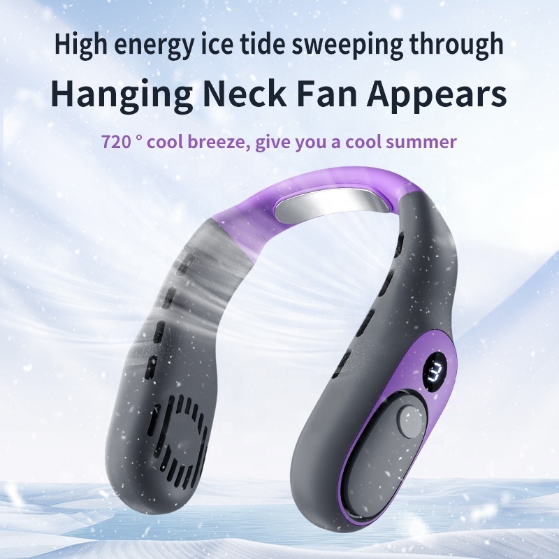 2023 Usb Rechargeable Cooling Personal Fans Bladeless 360 Around Air Foldable Wearable Portable electric Mini Hanging Neck Fan