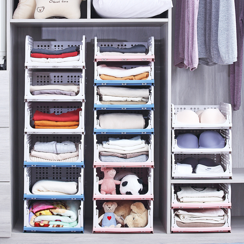 Shoe Clothing Foldable Storage Container Closet Storage Plastic Storage Baskets For Wardrobe