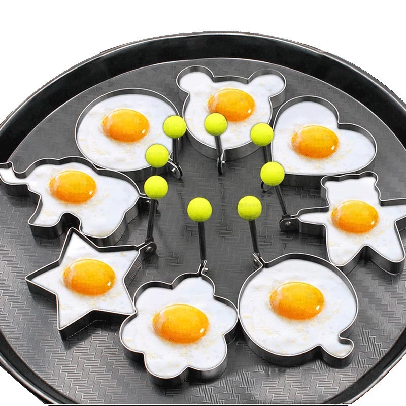 Heart Round Flower Star Shaped Egg Frying Tool Metal Frying Egg Rings Stainless Steel 3D Egg Mold