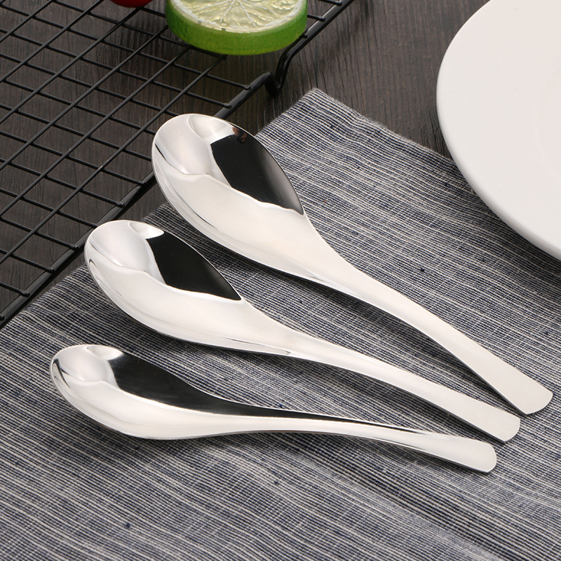 Cucharas De Acero Inoxidable Mirror Polish Dinner Big Round 304 Stainless Steel Soup Spoon