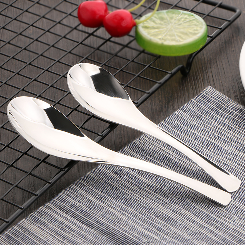 Cucharas De Acero Inoxidable Mirror Polish Dinner Big Round 304 Stainless Steel Soup Spoon