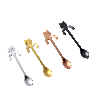 Ice Cream Scoop Stainless Steel 304 Coffee Spoon Metal Dessert Spoon Cute Cat Tea Spoon