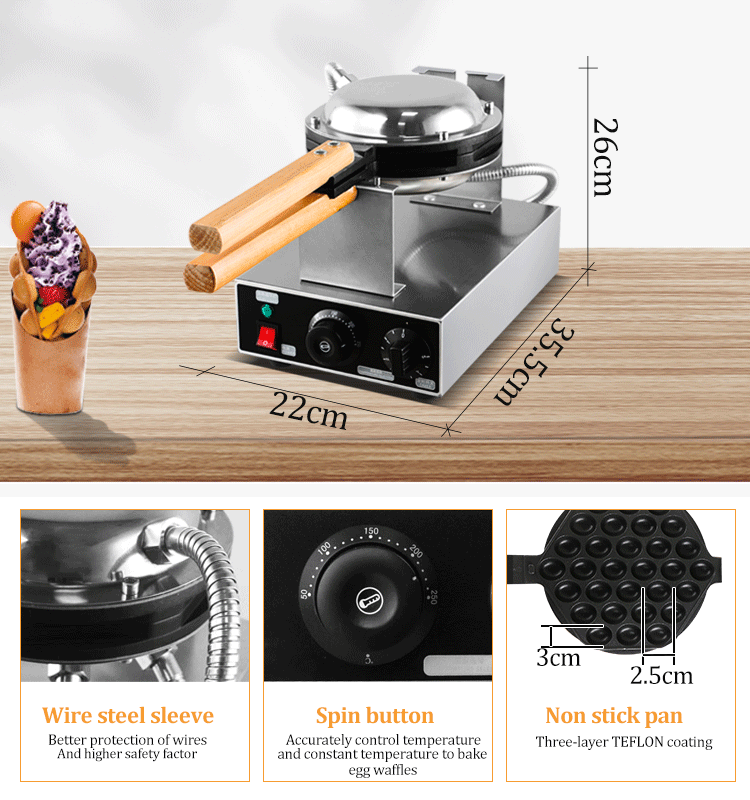 Non Stick Bubble Egg Waffle Maker Commercial electric heating waffle machine double-sided heating affle furnace