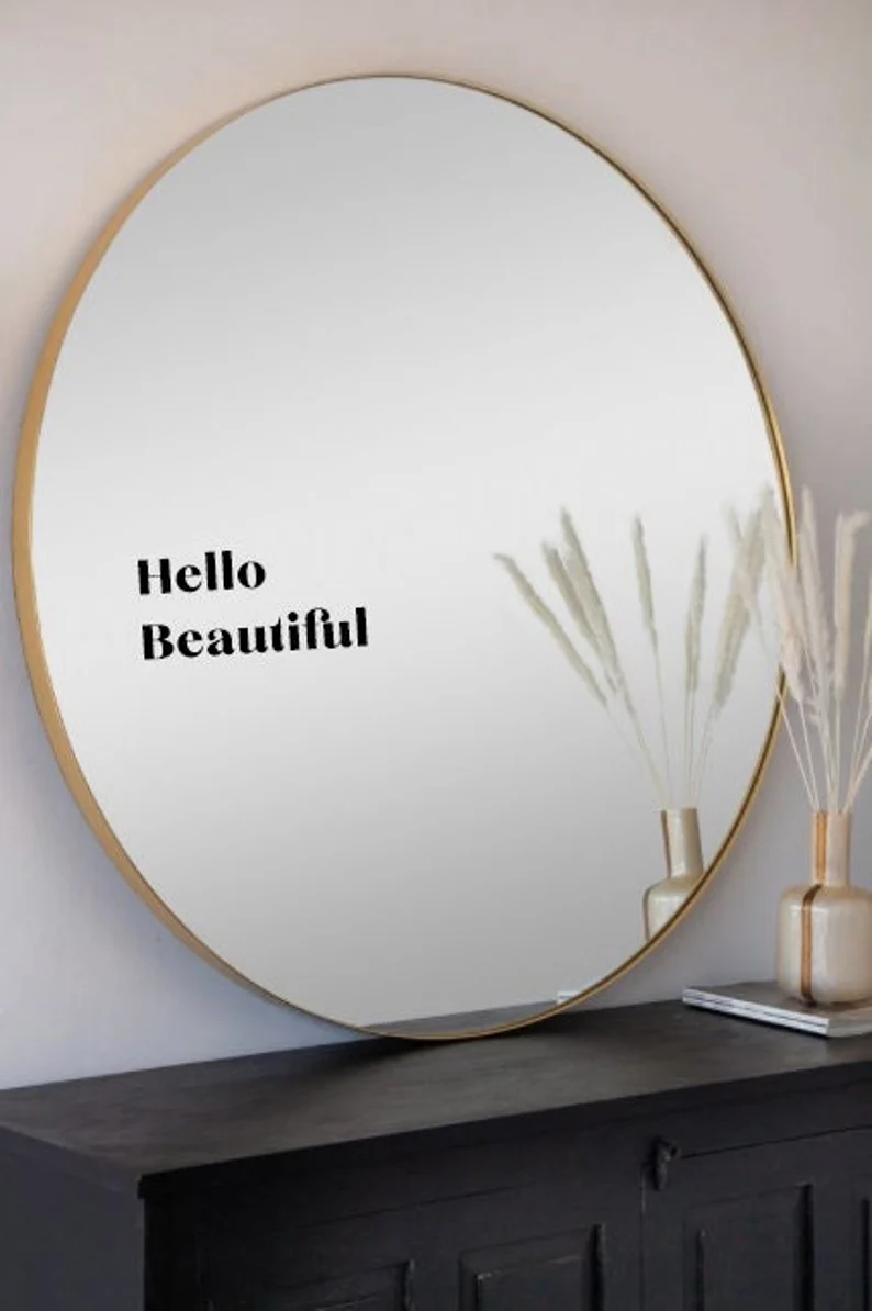 You Look Beautiful Mirror Decal Custom Bathroom Decorative Decor Inspirational Round Mirror Wall Sticker With Multiple Colors