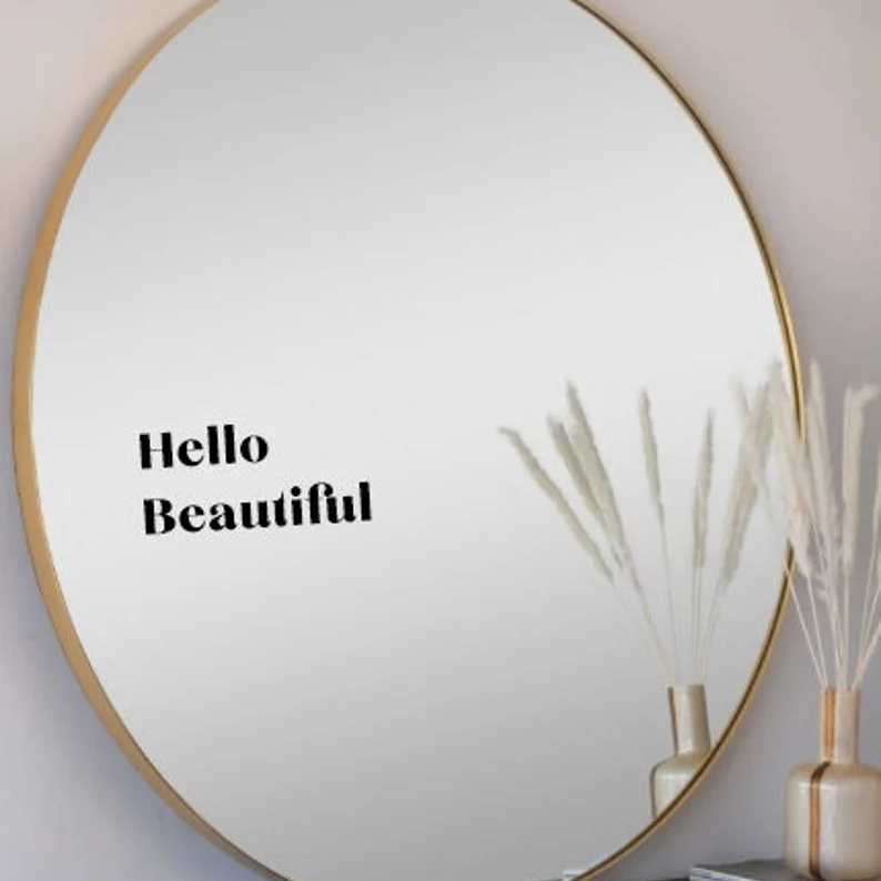 Hello Beautiful Mirror Decal Custom Bathroom bedroom Decoration Motivational Home Decor Affirmation Vinyl Mirror Decal Sticker