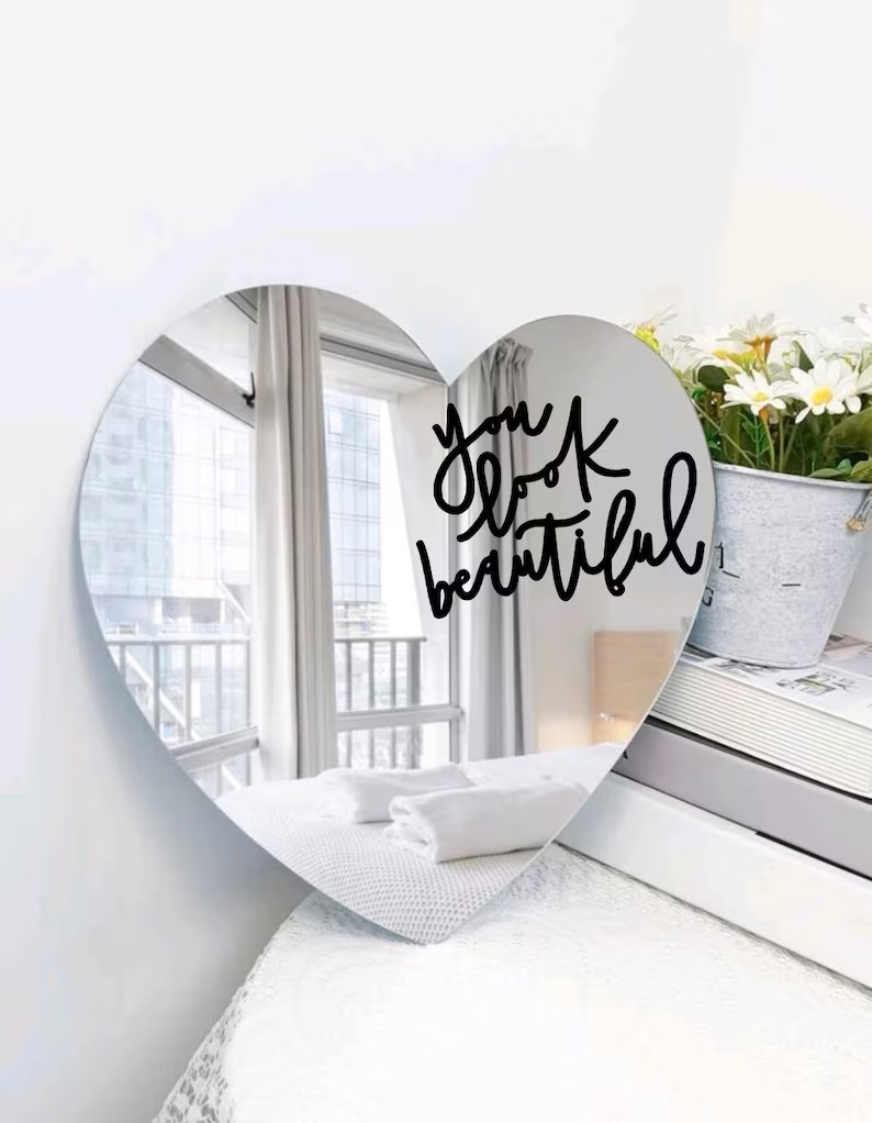 You Look Beautiful Mirror Decal Custom Bathroom Decorative Decor Inspirational Round Mirror Wall Sticker With Multiple Colors