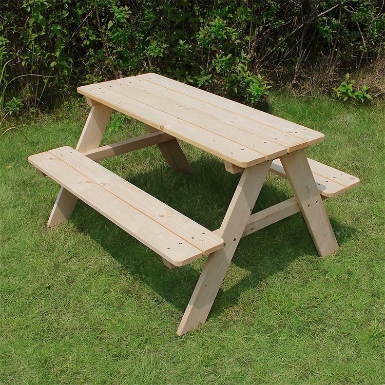 Outdoor Garden Natural Kids Wooden Picnic Table