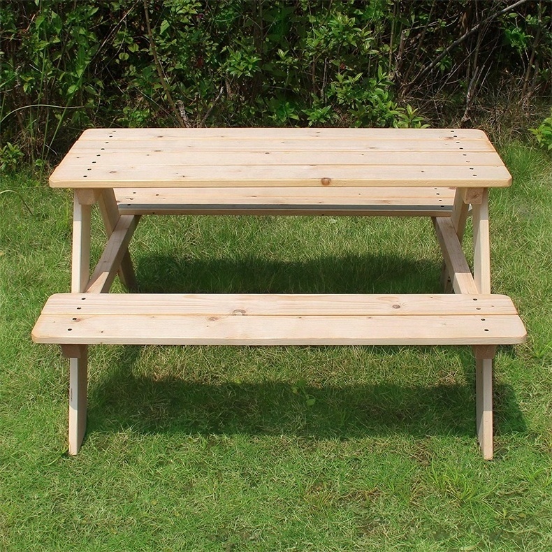 Outdoor Garden Natural Kids Wooden Picnic Table