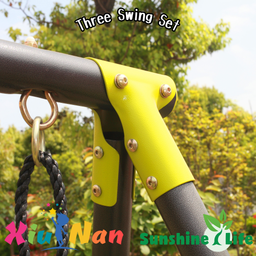 Jaalex Custom Steel Interesting Toy Triple Children Safe Swing Set Playground Three Seat Swing For Outdoor Black And Green