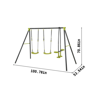 Jaalex Custom Steel Interesting Toy Triple Children Safe Swing Set Playground Three Seat Swing For Outdoor Black And Green