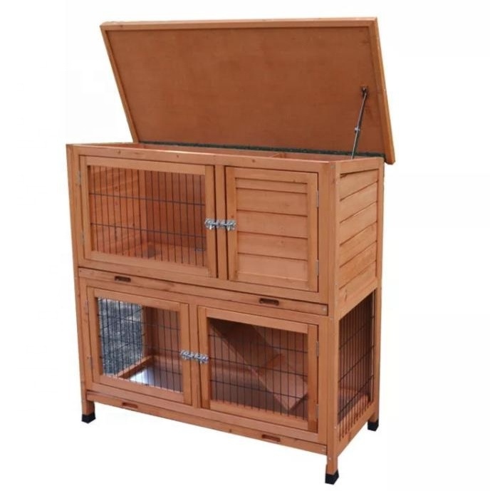 Jaalex Custom Outdoor Indoor Handmade 2 Tier Wooden Rabbit Hutch Waterproof Small Chicken Coops