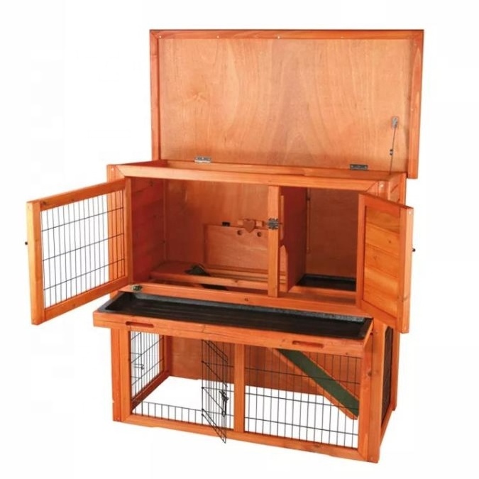 Jaalex Custom Outdoor Indoor Handmade 2 Tier Wooden Rabbit Hutch Waterproof Small Chicken Coops