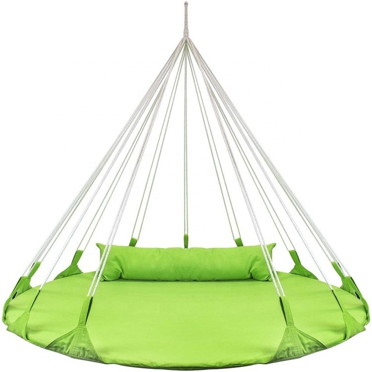 Indoor Outdoor Double Hammock Daybed Green Hanging Swing Nest With Pillow