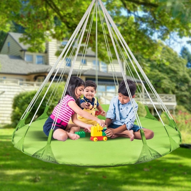 Indoor Outdoor Double Hammock Daybed Green Hanging Swing Nest With Pillow