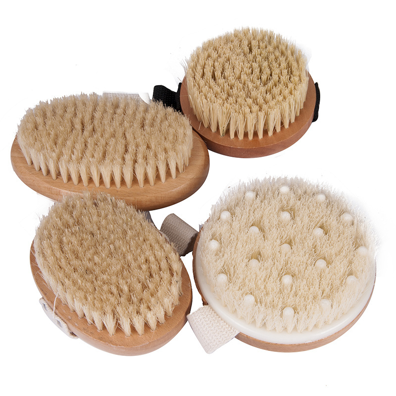 Bath Body Exfoliating Shower Brush,body massage brush body scrub brush,Wooden Bamboo Body Brush Natural Wood Dry Bath Brush