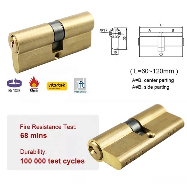 OEM high quality security 60mm 70mm 80mm 90mm 100mm Euro brass lock cylinders