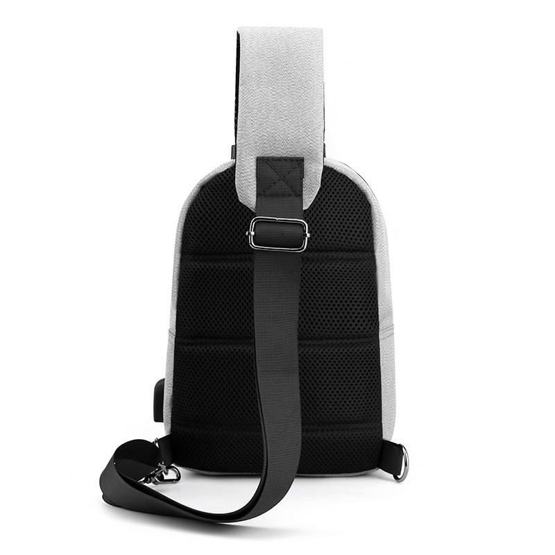 High quality solid color simple casual anti-theft password lock messenger bag USB multi-function chest bag