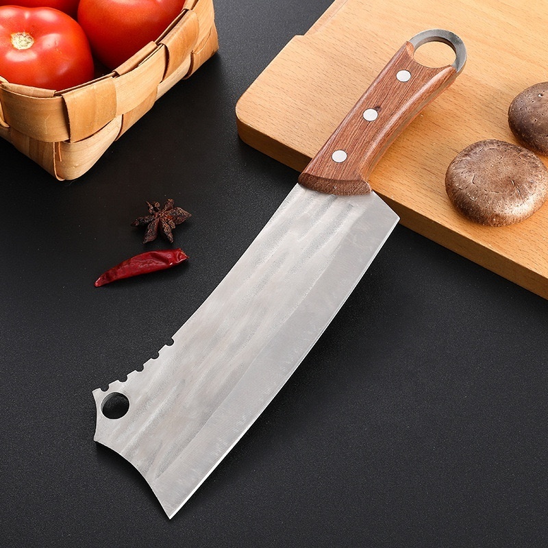 Bone Chopper Sharp Knife with Holster Sandalwood Handle Stainless Steel Popular Kitchen Knife Knives Wholesale