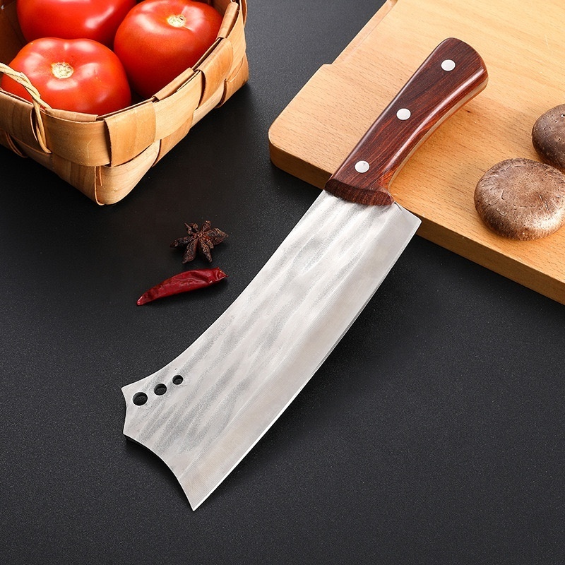 Bone Chopper Sharp Knife with Holster Sandalwood Handle Stainless Steel Popular Kitchen Knife Knives Wholesale