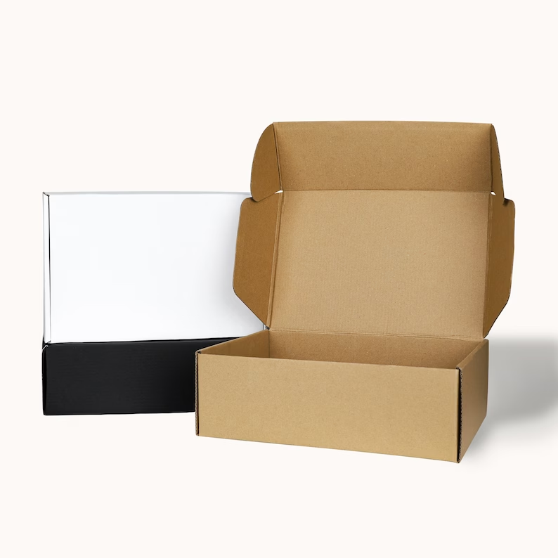 Matte black cardboard box with lid, clothing packaging box