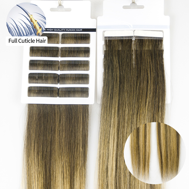 100% remy human hair invisible tape hair extensions with russian hair material