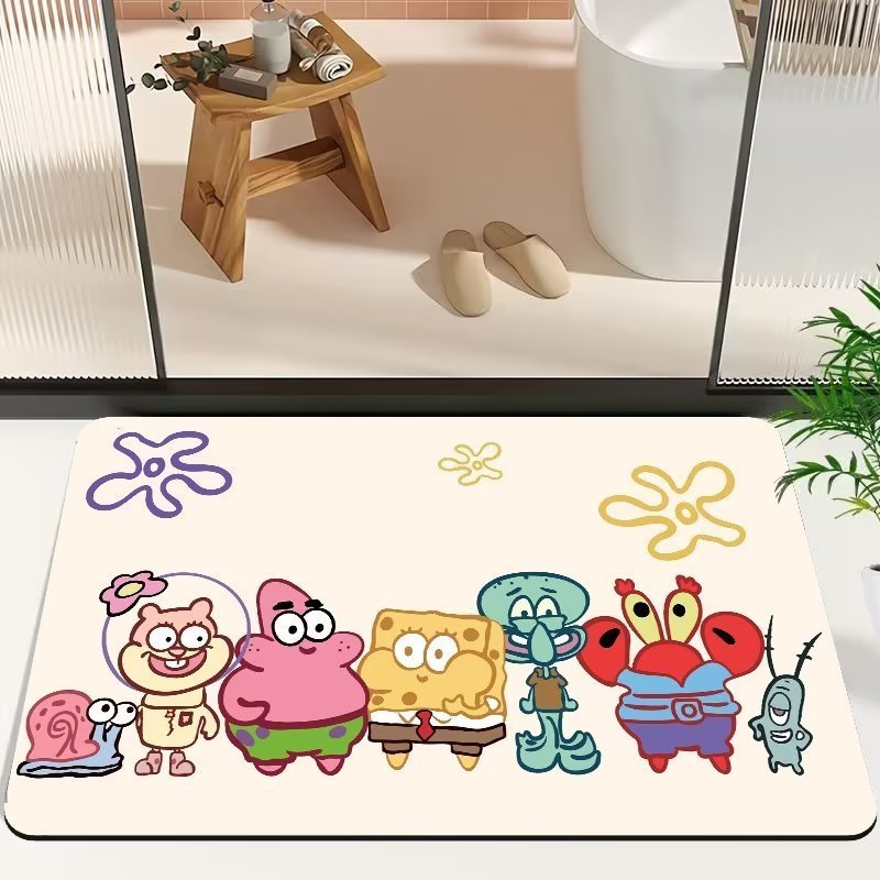 Wholesale printing personalized stone dry bathroom door diatom mud absorbent floor mat quick-drying rectangular bath mat