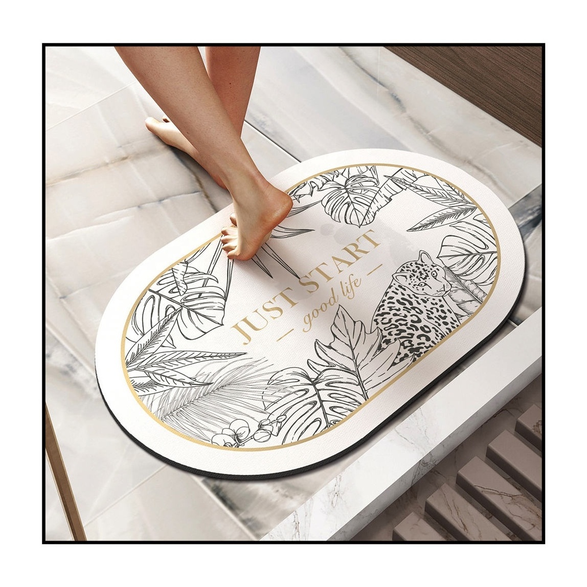 Super Absorbent Floor Mat Memory Foam Bath Mat Non-Slip Bathroom Rug Quick Dry Door Cushion Oval Diatom Mud Carpet Floor mat