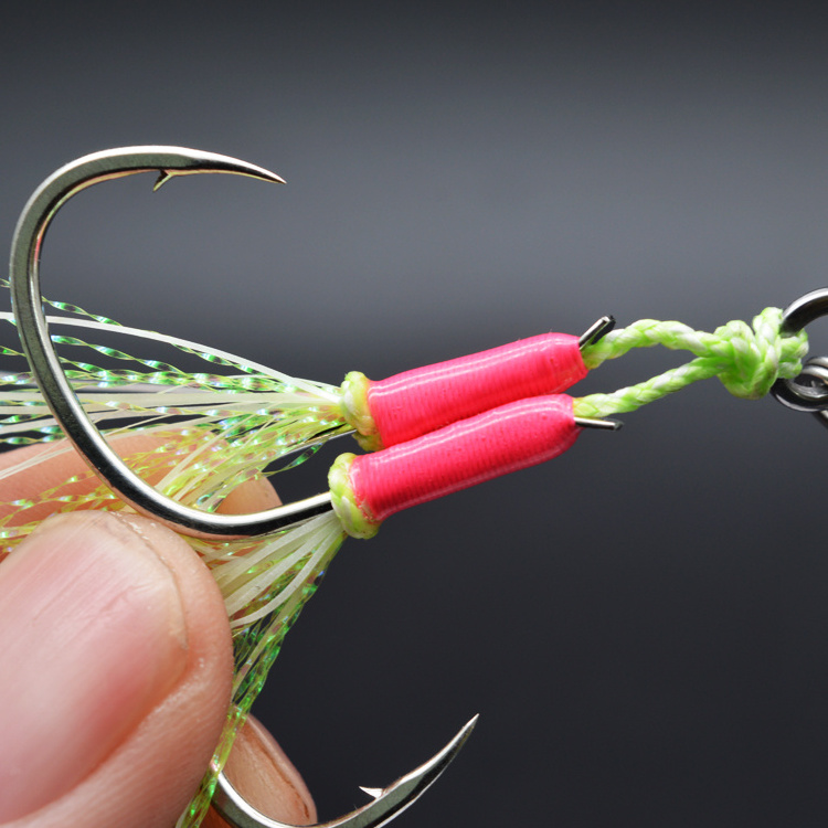 Double Assist Jigging Hooks,high quality Carbon  Steel Sea Fishing Hook, Lure bait fish hooks, Luminous,bright colors with epoxy