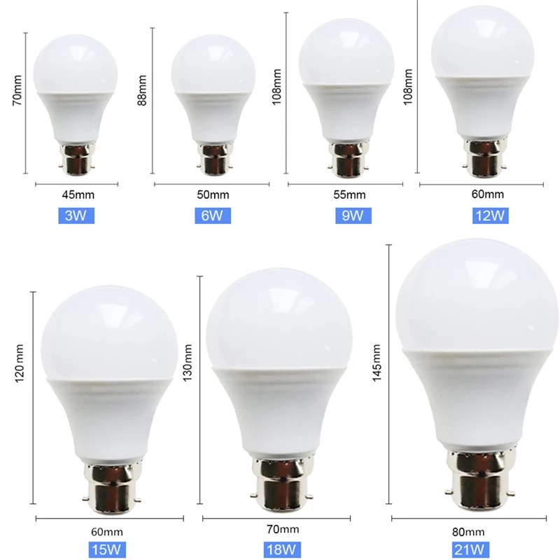 LED Bulb B22 Lamp Bayonet Lampada Warm White Ball Light 21W 18W 15W 12W 9W 6W 3W Cold White Bombill AC 110V 220V 240V