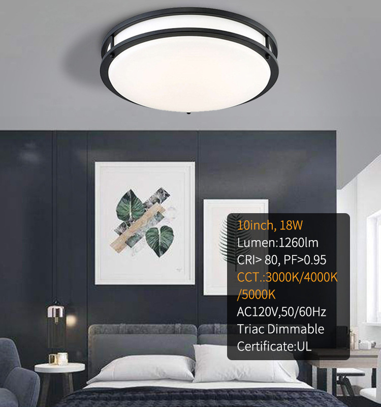 10/12/14/16/18/24inch Modern round White Acrylic Brushed Nickel flush mount ceiling light with ETL certification