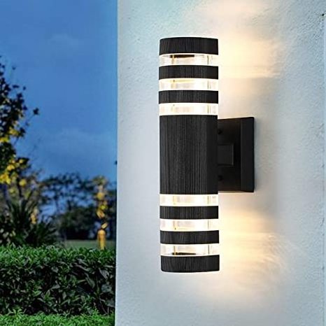 Modern Led Outdoor Wall Lights for House 3000K Warm White, Up/Down Porch Light Waterproof Outdoor 12W 500LM Black